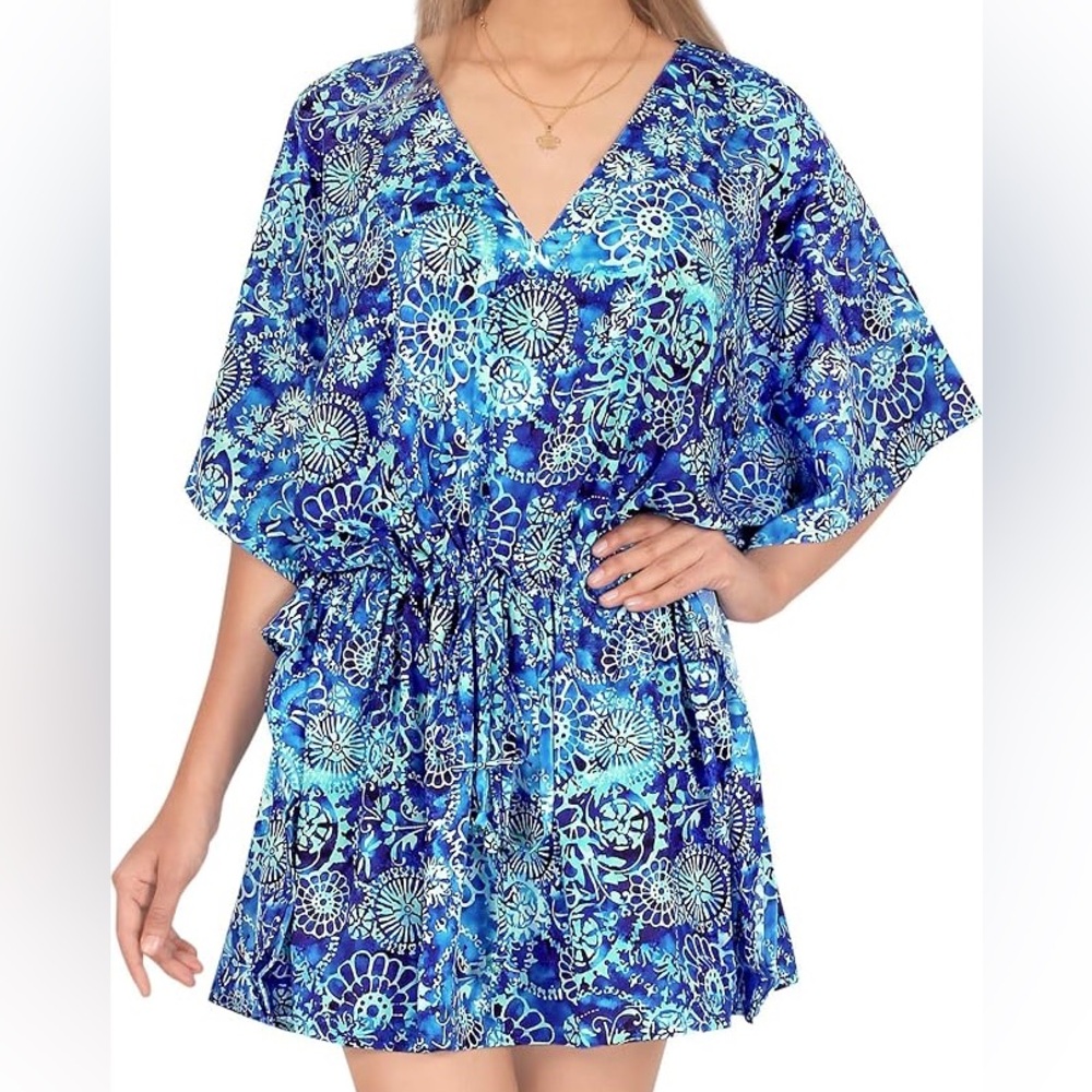 LA LEELA Women's Floral Print Swimwear Cover Up